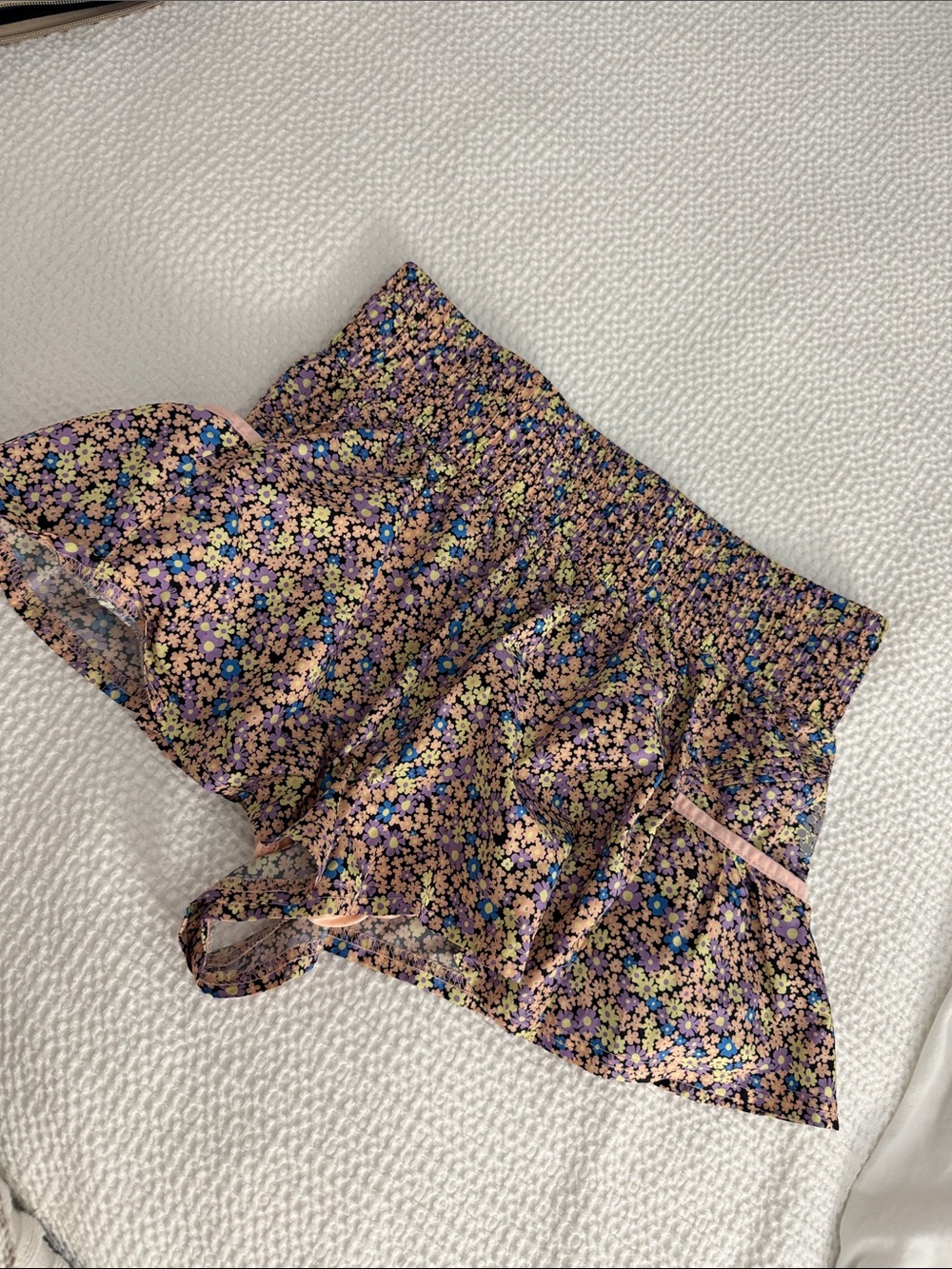 Free people Floral Smocked Waist Shorts - Purple Multi
